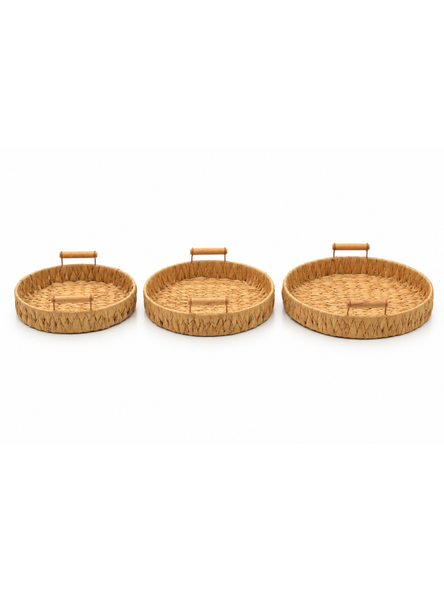 Round Woven Paper Tray Set