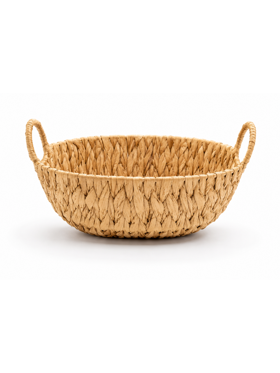 Handwoven Water Hyacinth Bread & Fruit Basket with Handles