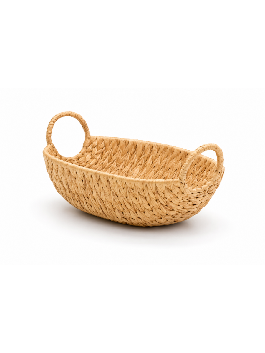 Handwoven Water Hyacinth Bread & Fruit Basket with Handles