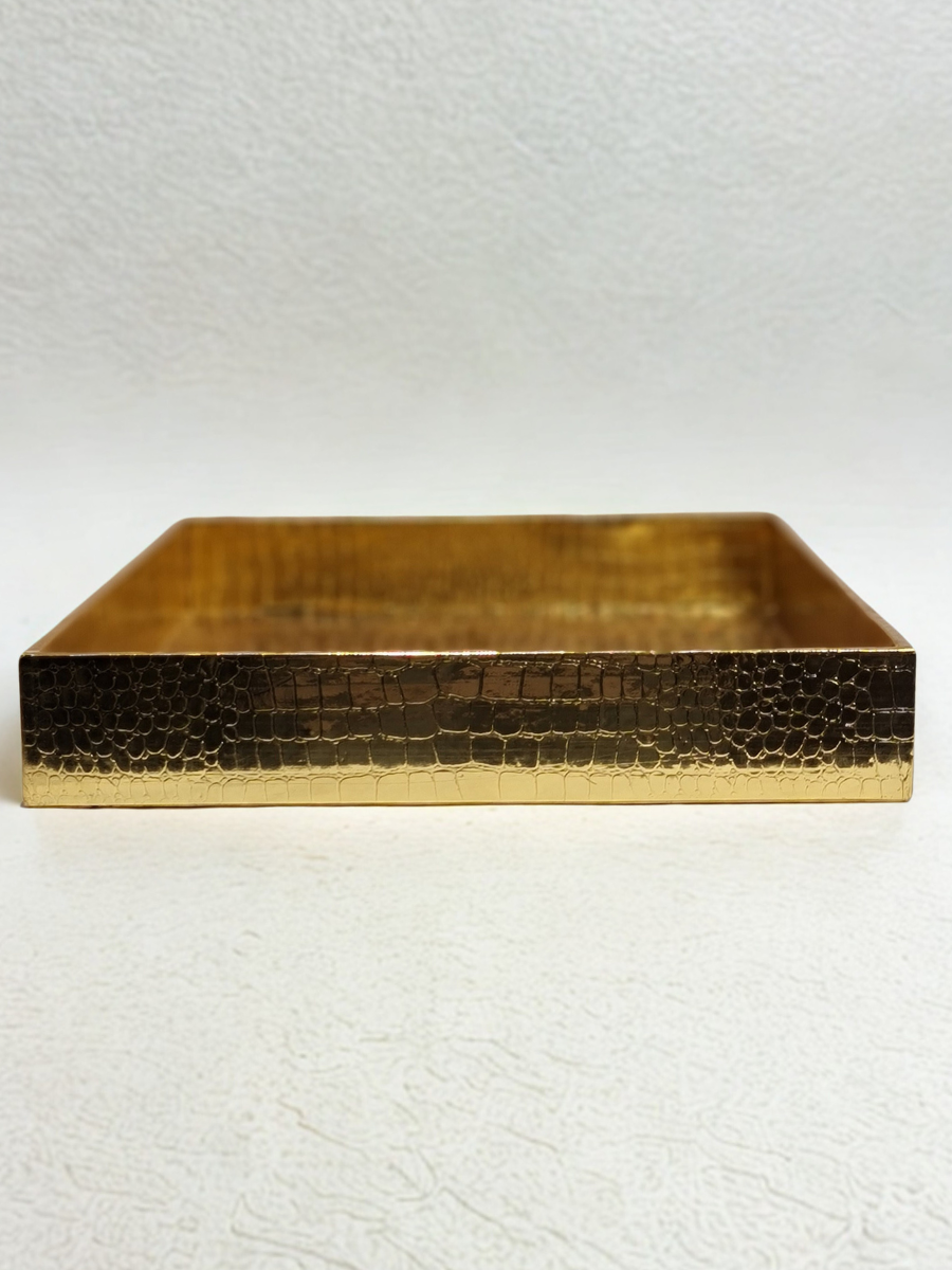 Luxurious Golden Leatherite Wedding Gift and Shagun Tray