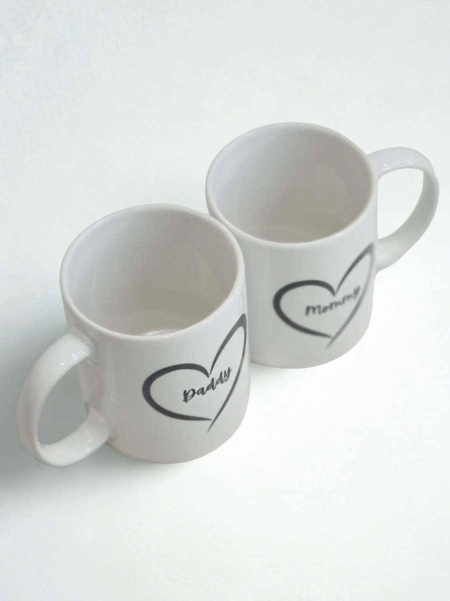Mommy & Daddy Heart Mug Set (Set of 2)