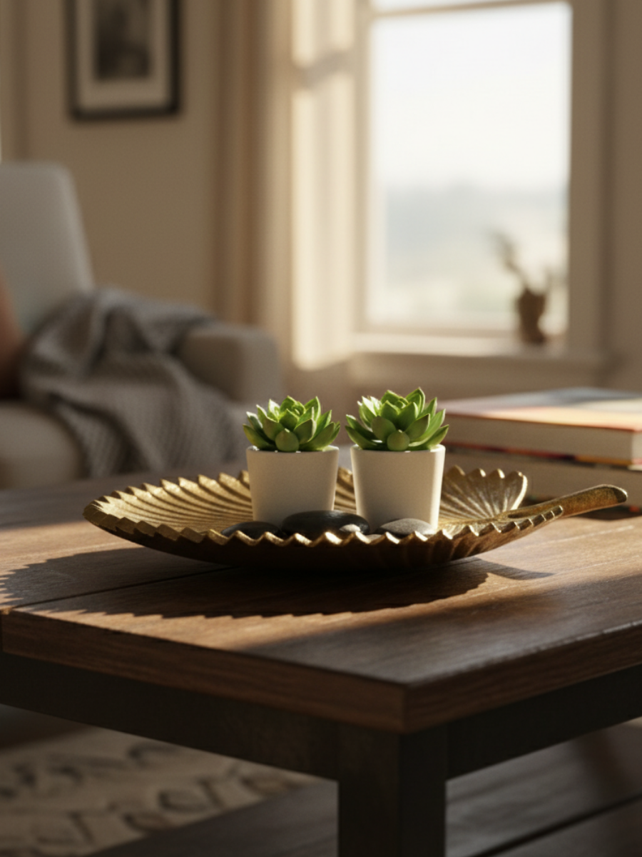 Leon Gold Metal Leaf Trinket Platter