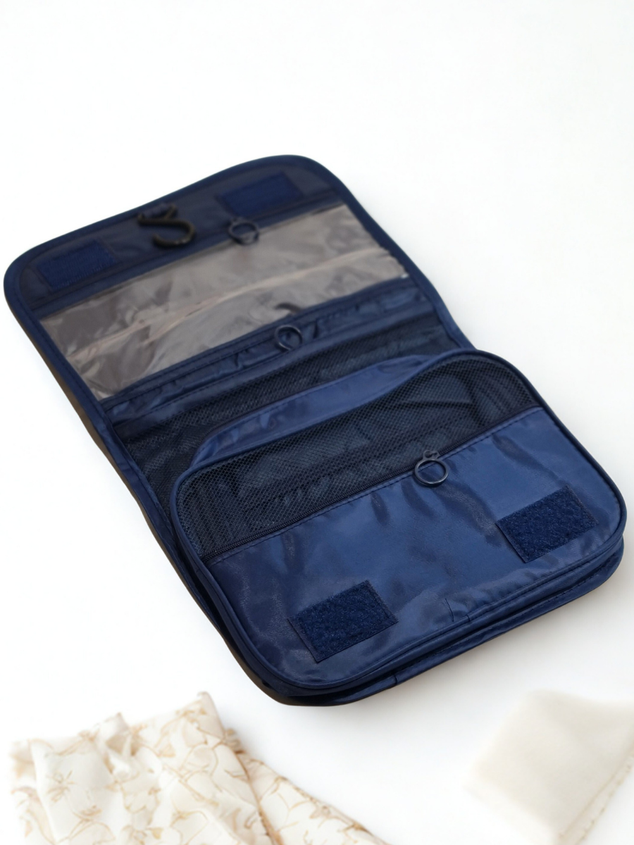 Navy Blue Hanging Travel Organizer Pouch