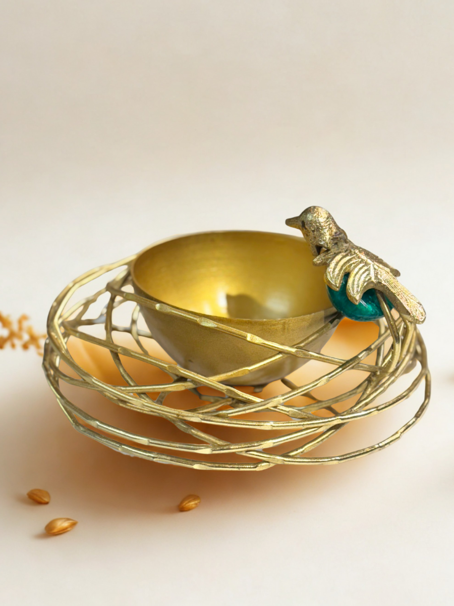 Kalarambh Brass Bird Urli Bowl – Elegant Home Decor Accent