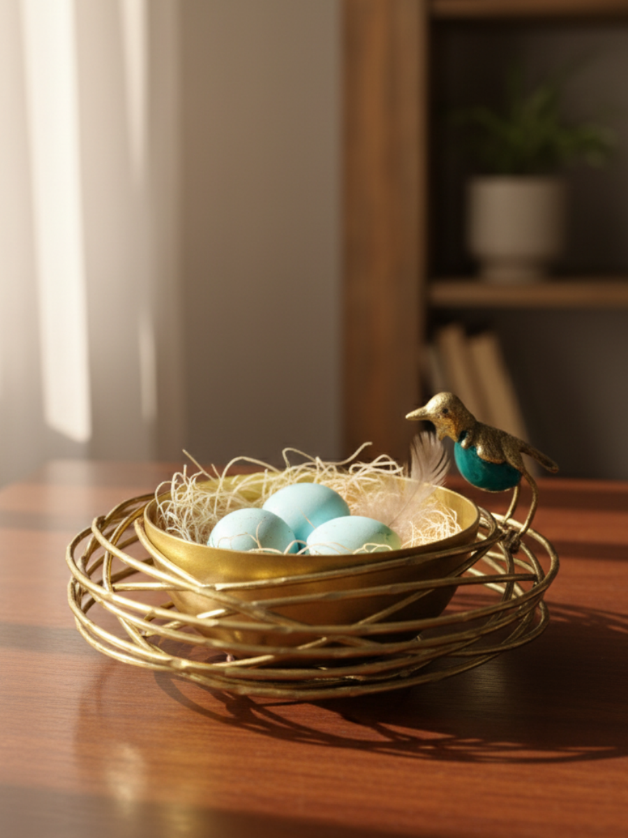 Kalarambh Brass Bird Urli Bowl – Elegant Home Decor Accent