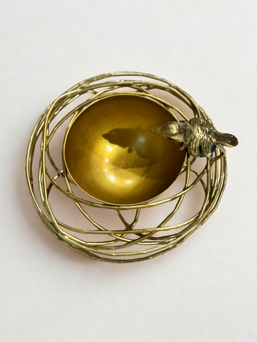 Kalarambh Brass Bird Urli Bowl – Elegant Home Decor Accent
