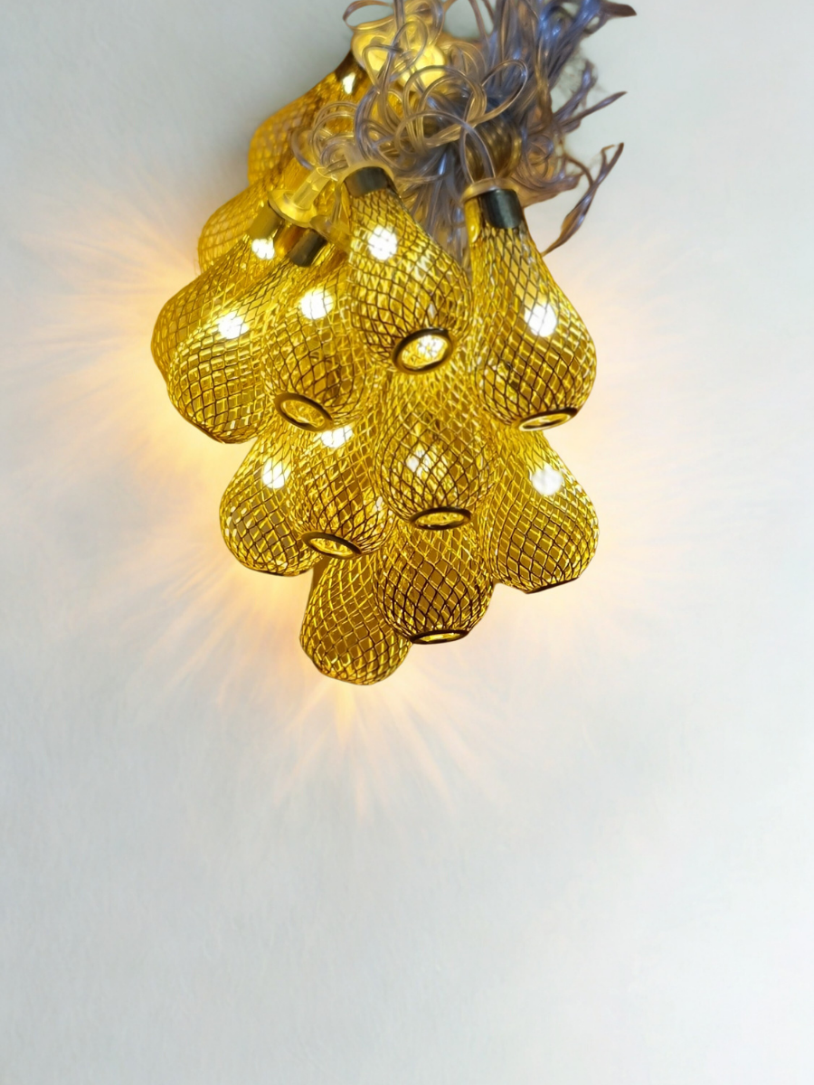 Warm White LED Teardrop Mesh Festive String Lights