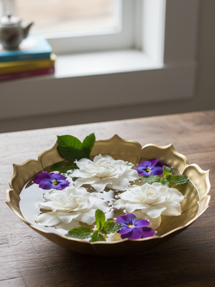 Decorative Brass Urli Bowl for Floating Flowers – Elegant Home Decor Accent