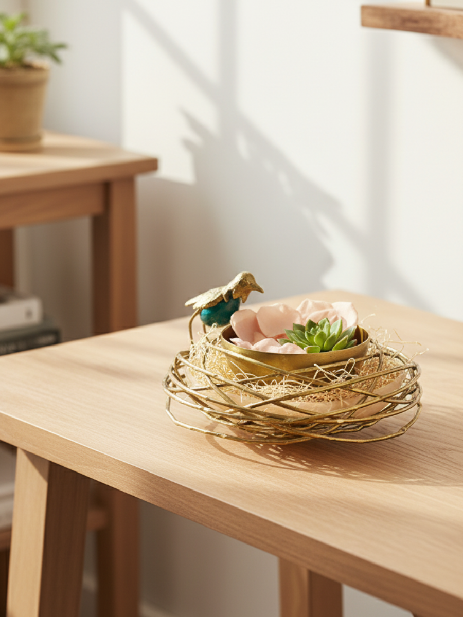 Kalarambh Brass Bird Urli Bowl – Elegant Home Decor Accent