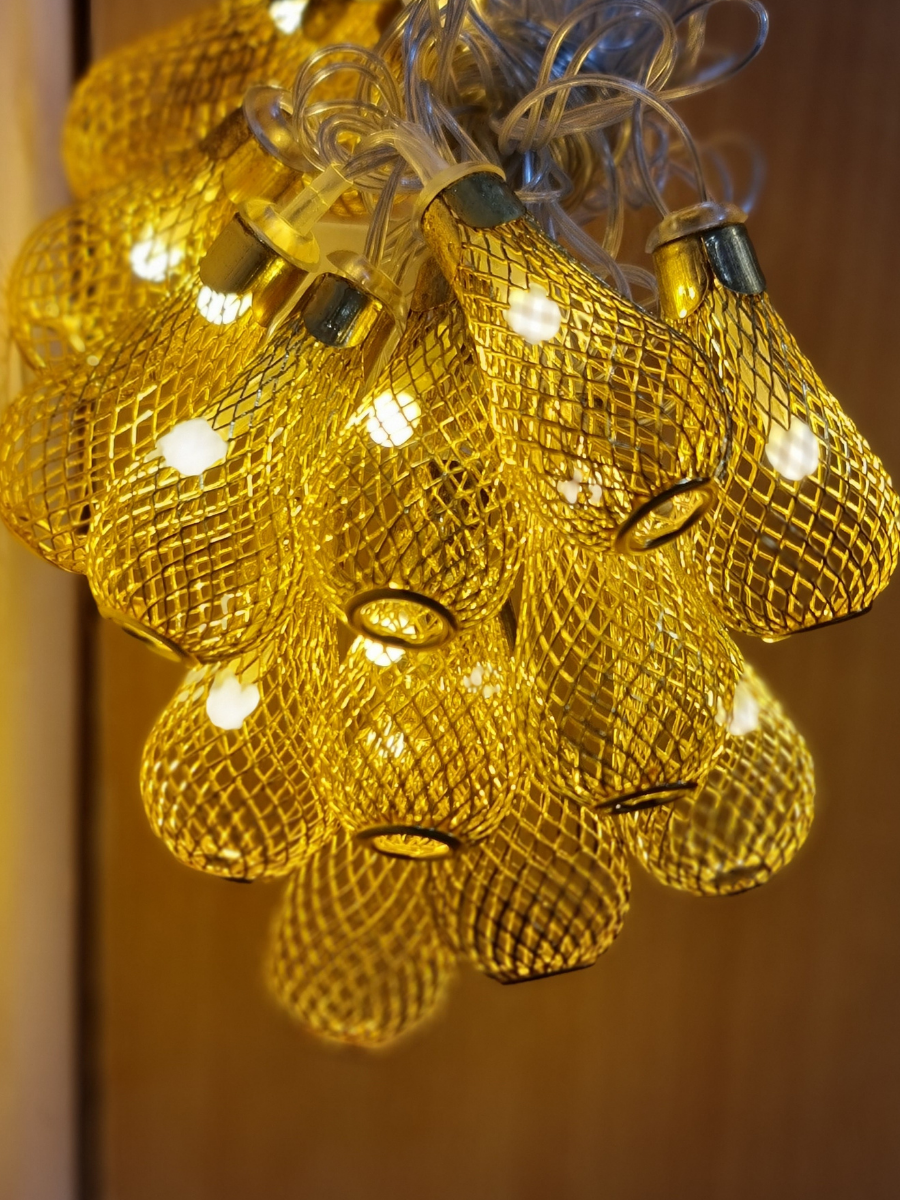Warm White LED Teardrop Mesh Festive String Lights