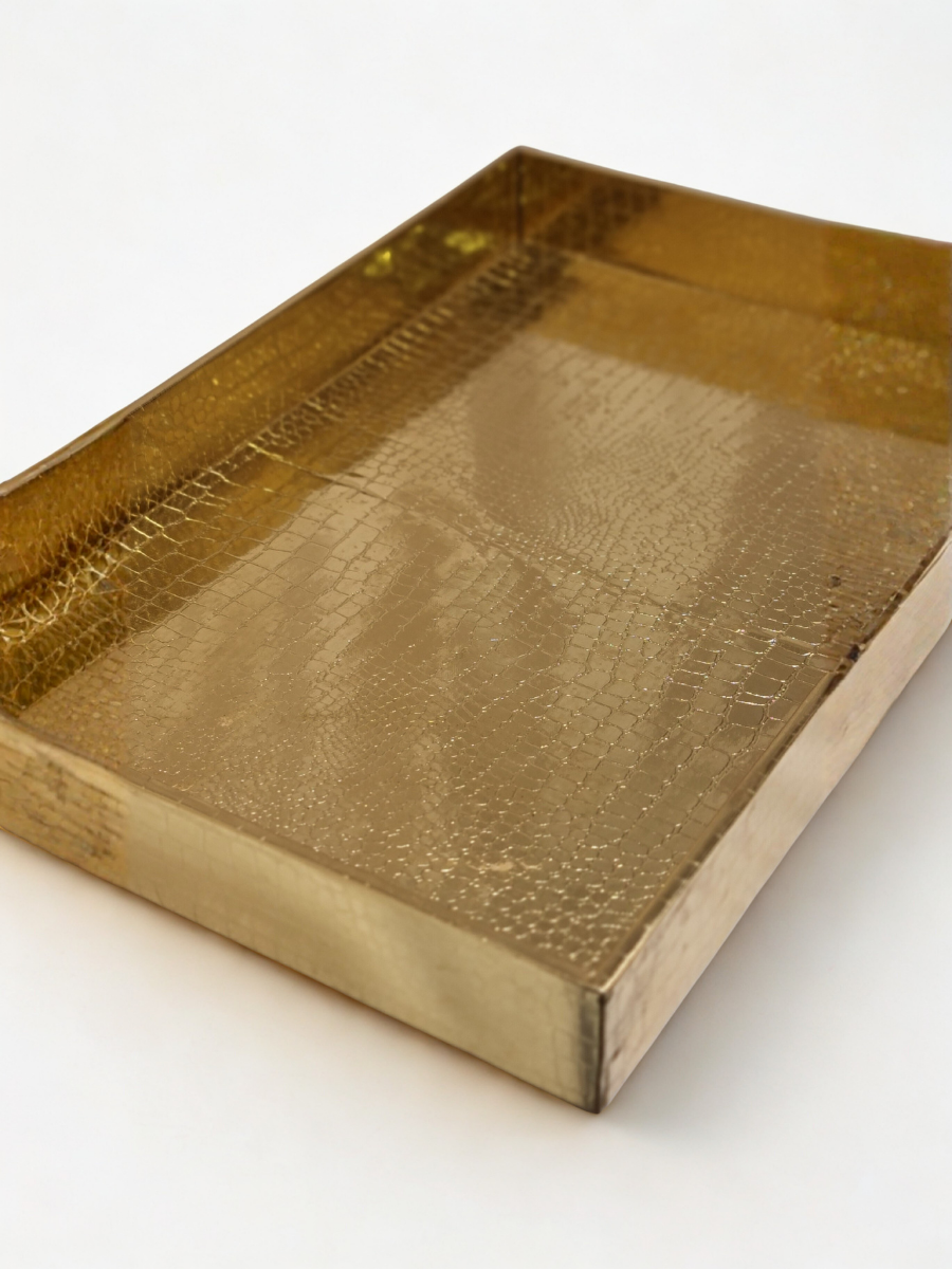 Luxurious Golden Leatherite Wedding Gift and Shagun Tray