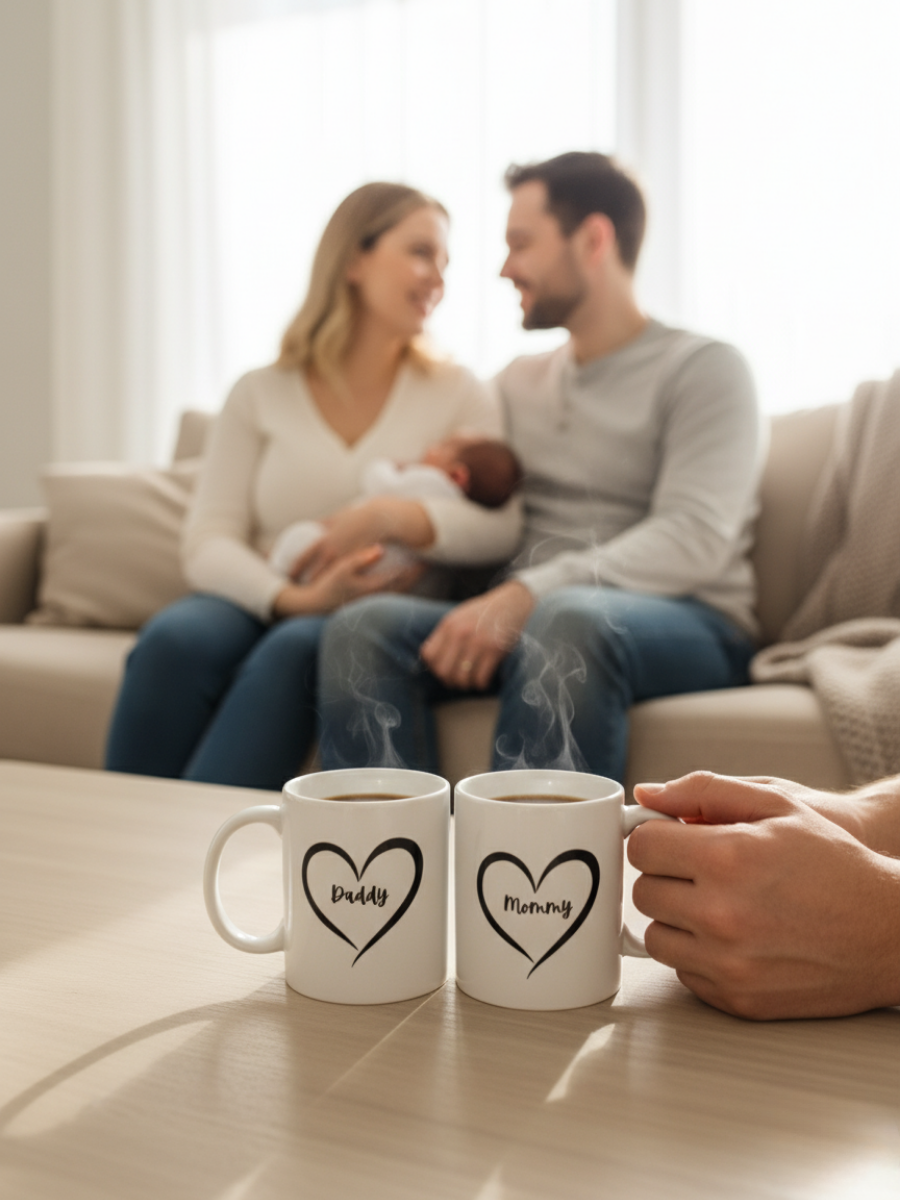 Mommy & Daddy Heart Mug Set (Set of 2)