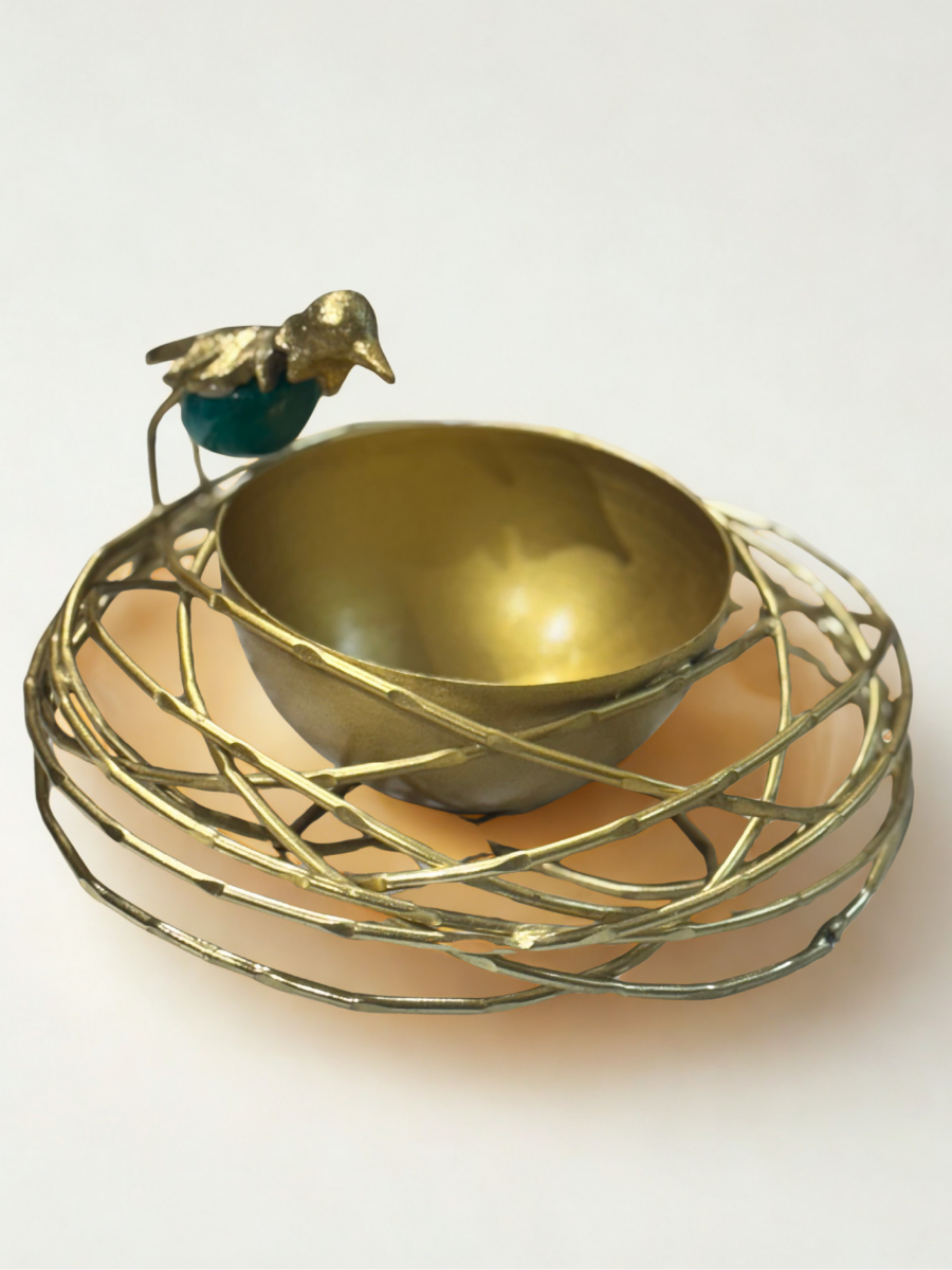 Kalarambh Brass Bird Urli Bowl – Elegant Home Decor Accent