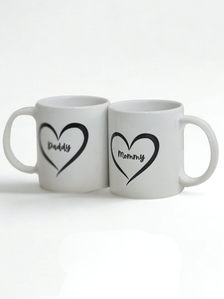 Mommy & Daddy Heart Mug Set (Set of 2)
