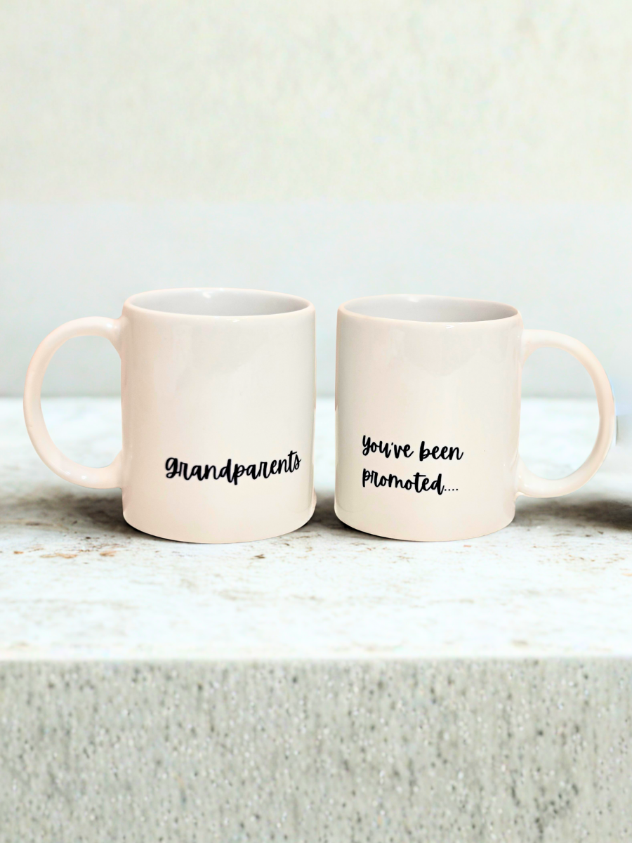 You've Been Promoted Grandparents Announcement Mug Set of 2