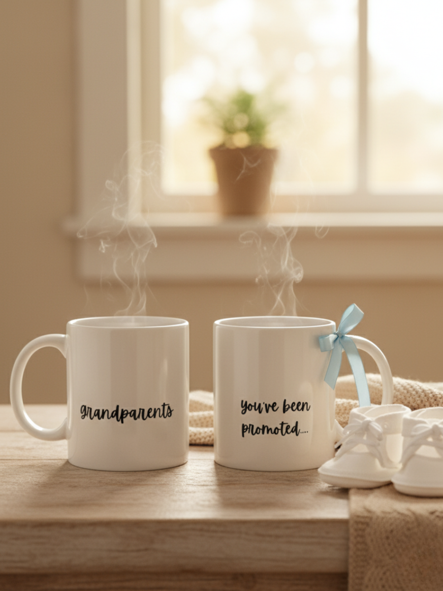 You've Been Promoted Grandparents Announcement Mug Set of 2