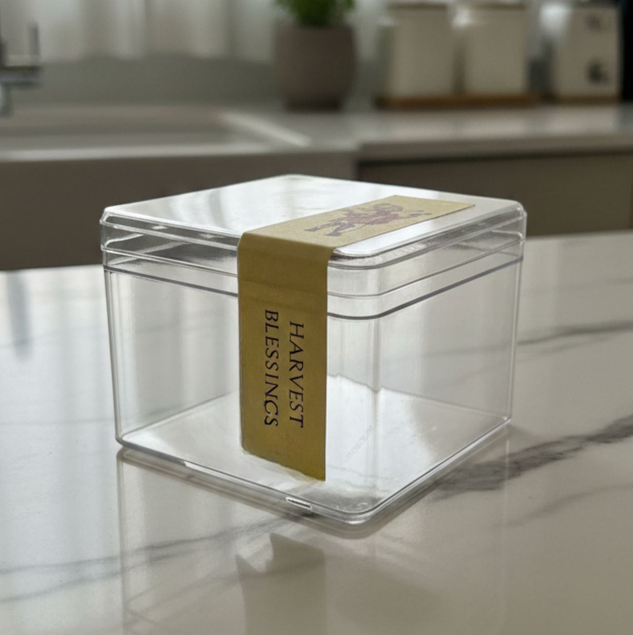 Pongal Sweet Acrylic Gift Box - 7.62 x 7.62 x 6.35 Cm