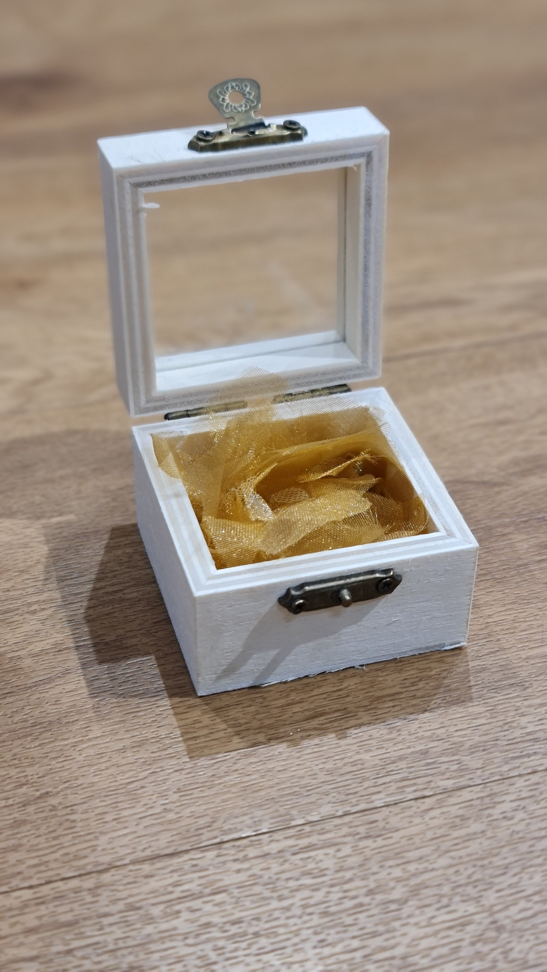 Small Wooden Ring Box with Acrylic Lid & Clasp (6x4.5x6 cm)