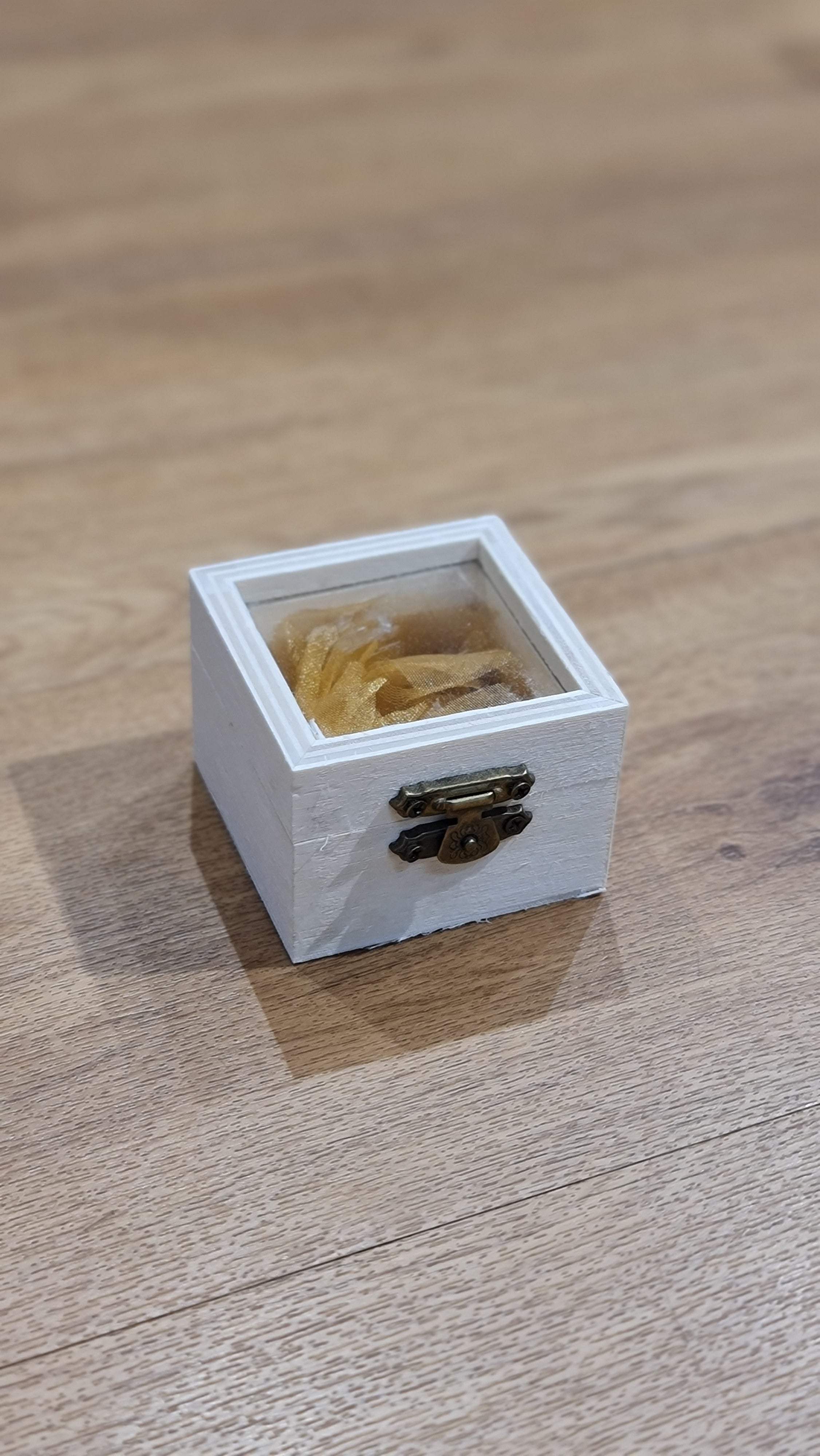 Small Wooden Ring Box with Acrylic Lid & Clasp (6x4.5x6 cm)