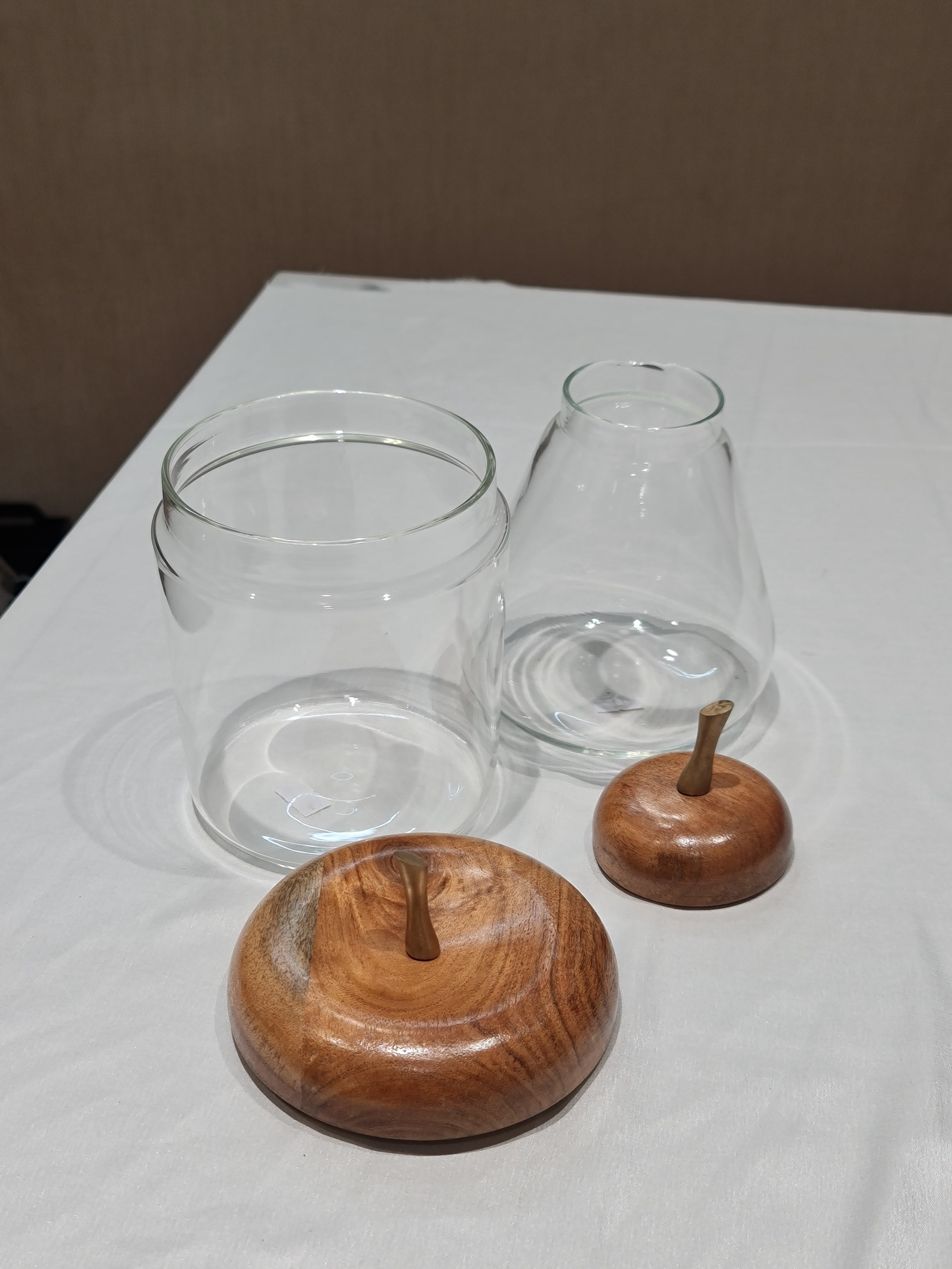 Apple & Pear Glass Storage Jars with Wooden Lids (Set of 2)