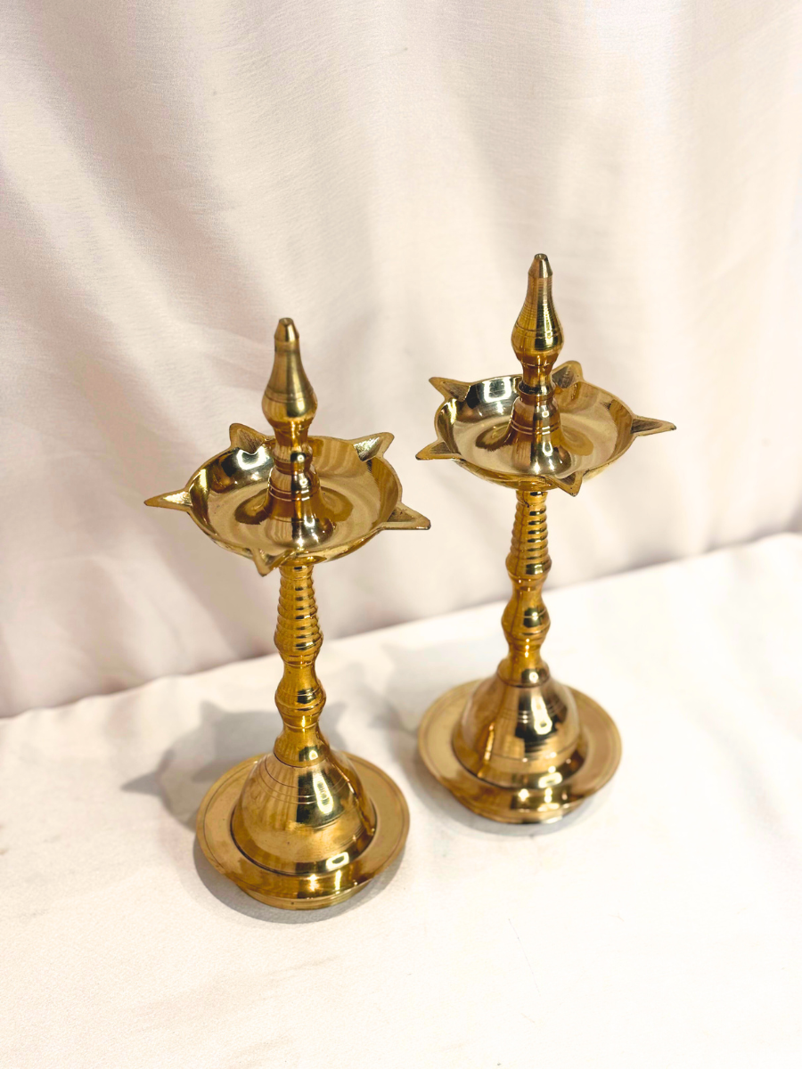 Traditional Kerala Brass Deepam Pair (25 x 10 Cm)