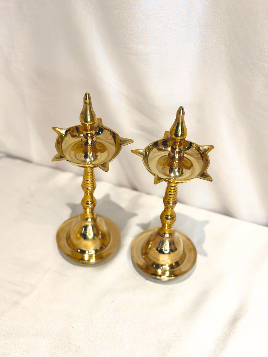 Traditional Kerala Brass Deepam Pair (25 x 10 Cm)