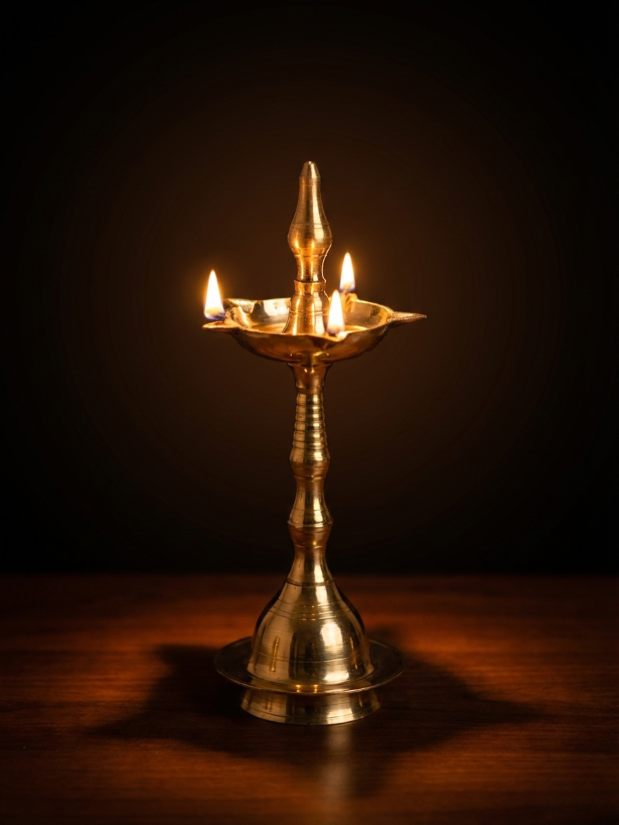 Traditional Kerala Brass Deepam Pair (25 x 10 Cm)