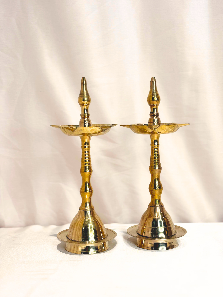 Traditional Kerala Brass Deepam Pair (25 x 10 Cm)