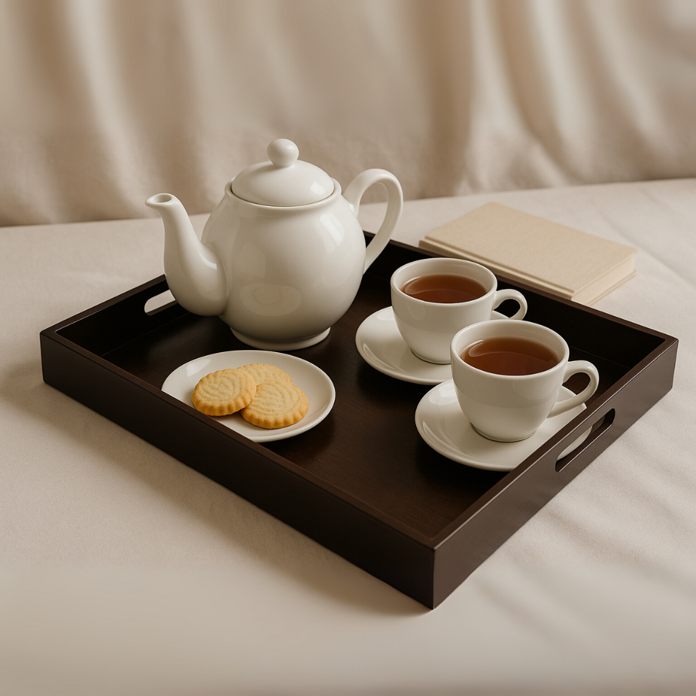 Handcrafted Brown Large Wooden Serving Tray
