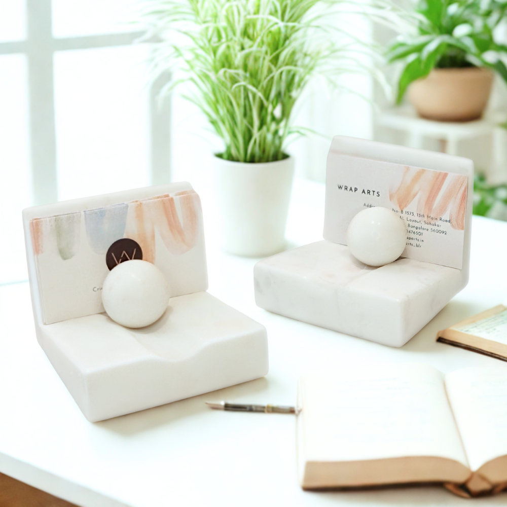 Exquisite Marble Ball Business Card Holder- set of 2