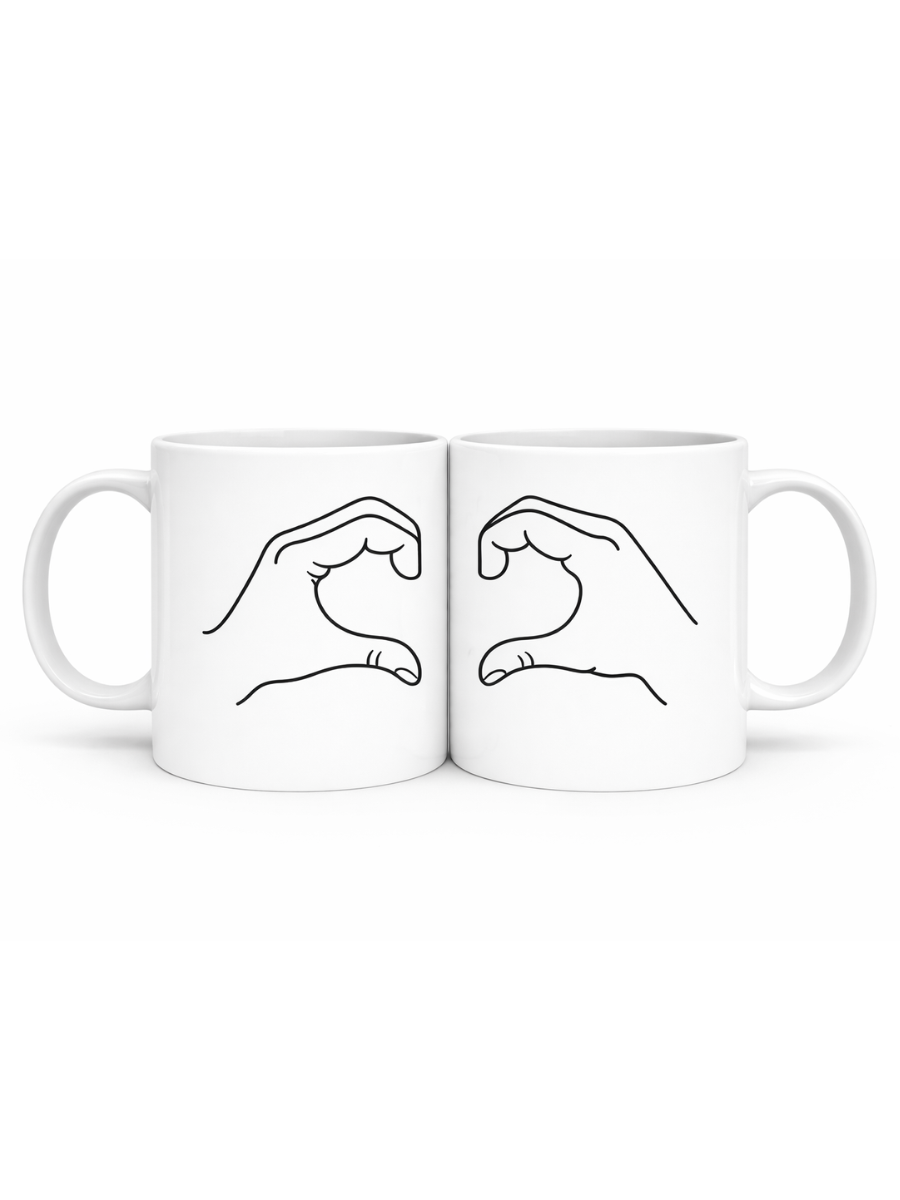 Heart Hands Couple Mug Set