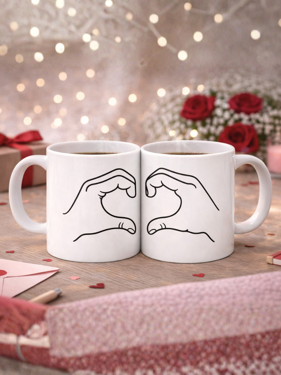 Heart Hands Couple Mug Set