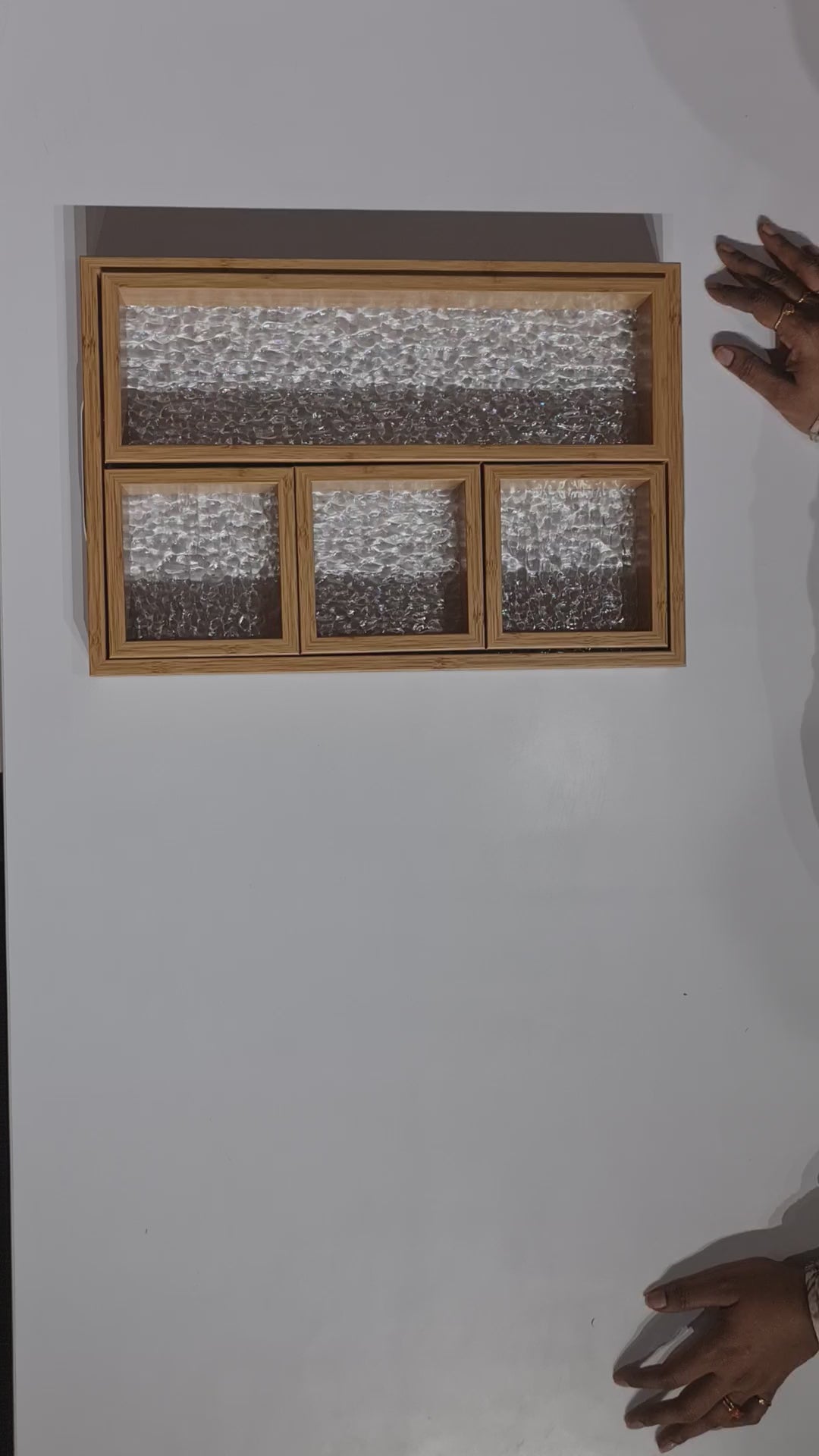 Bamboo Tray Set with Glass Base | 5-Piece Organiser for Kitchen, Vanity & Gift Hamper