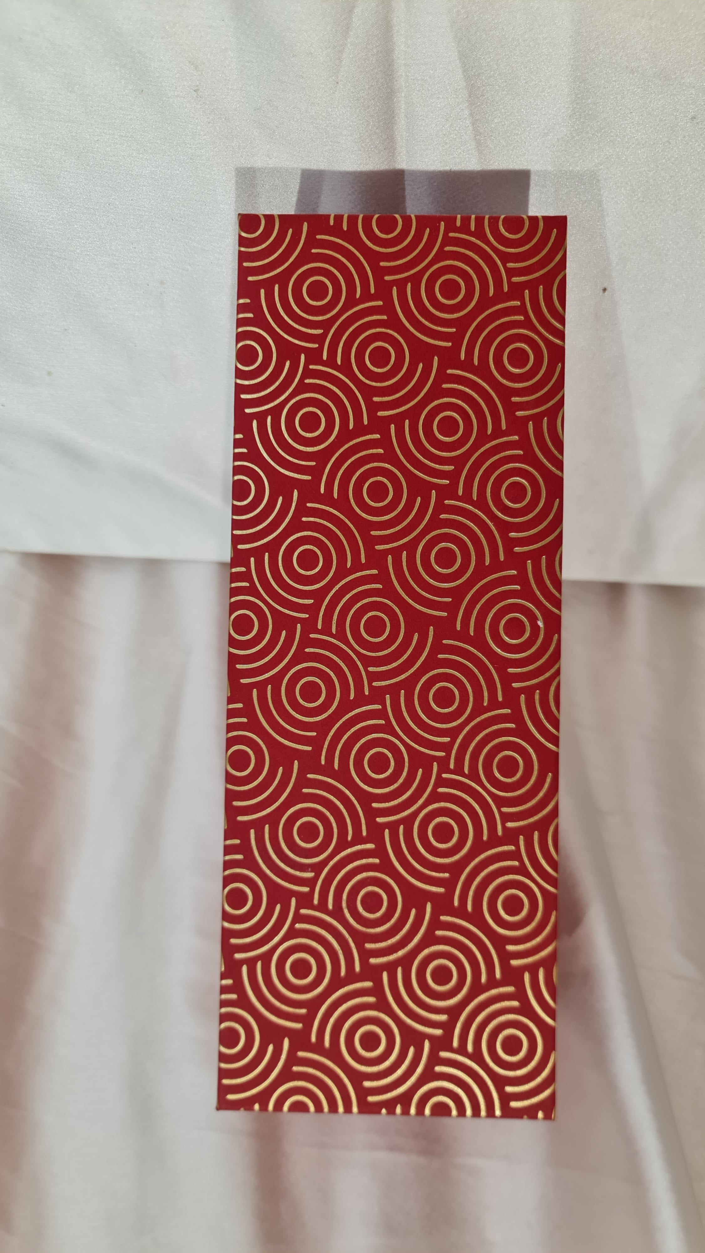 Red Gold Rectangle Rigid Gift Box - 26x9.5x10cm