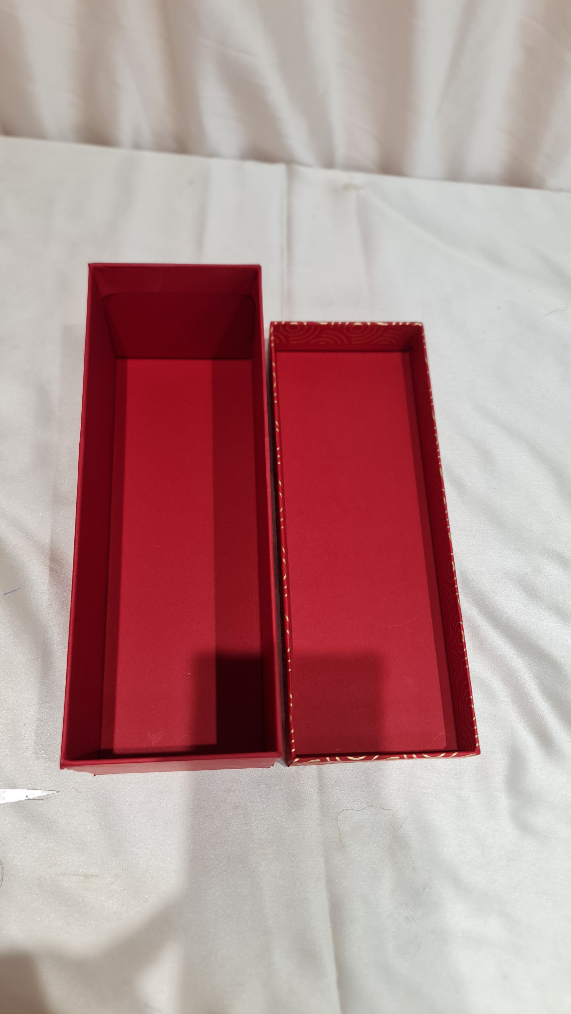 Red Gold Rectangle Rigid Gift Box - 26x9.5x10cm