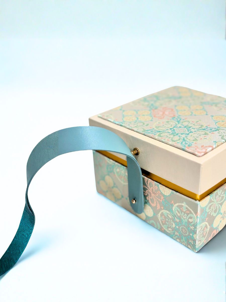 Premium Silky Floral Square Empty Gift Box with Handle