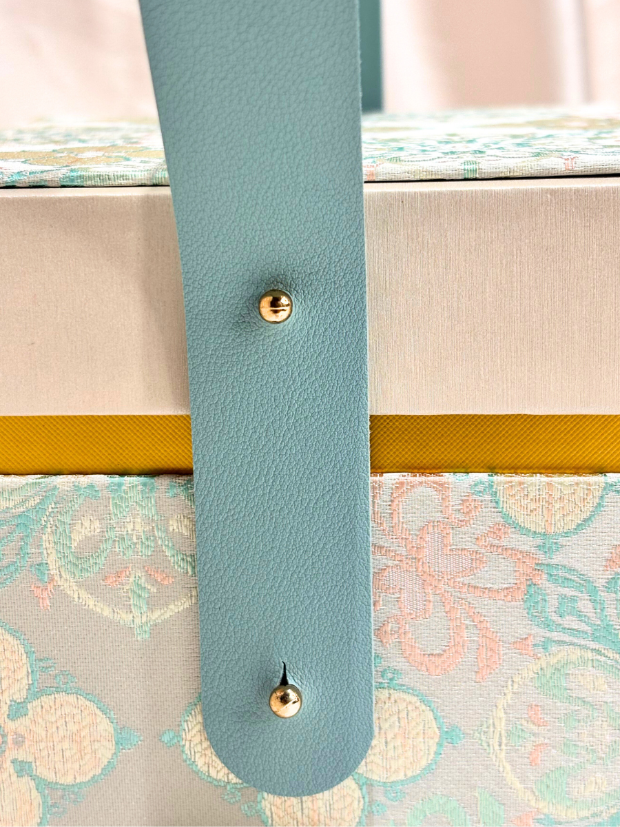 Premium Silky Floral Square Empty Gift Box with Handle