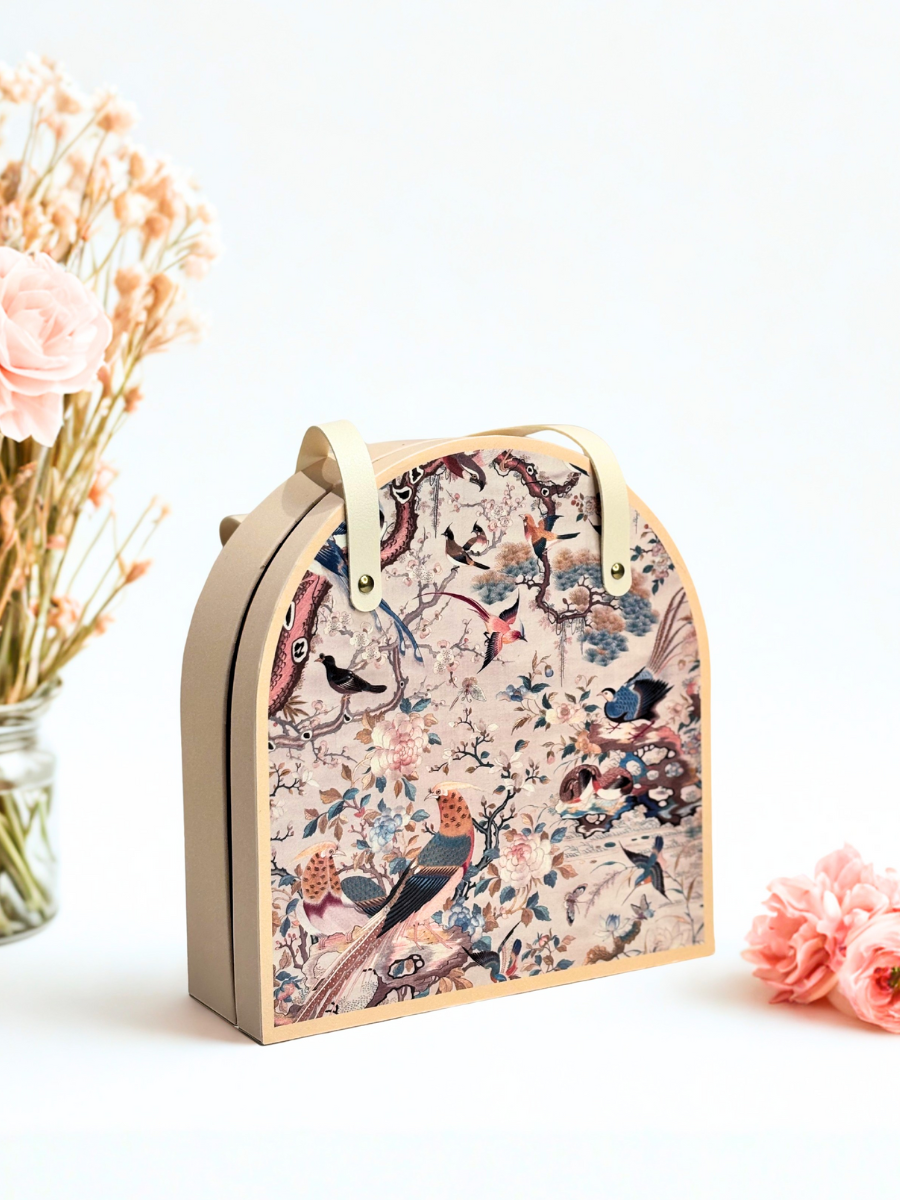 Luxury Pink Floral Empty Gift Box with Handle