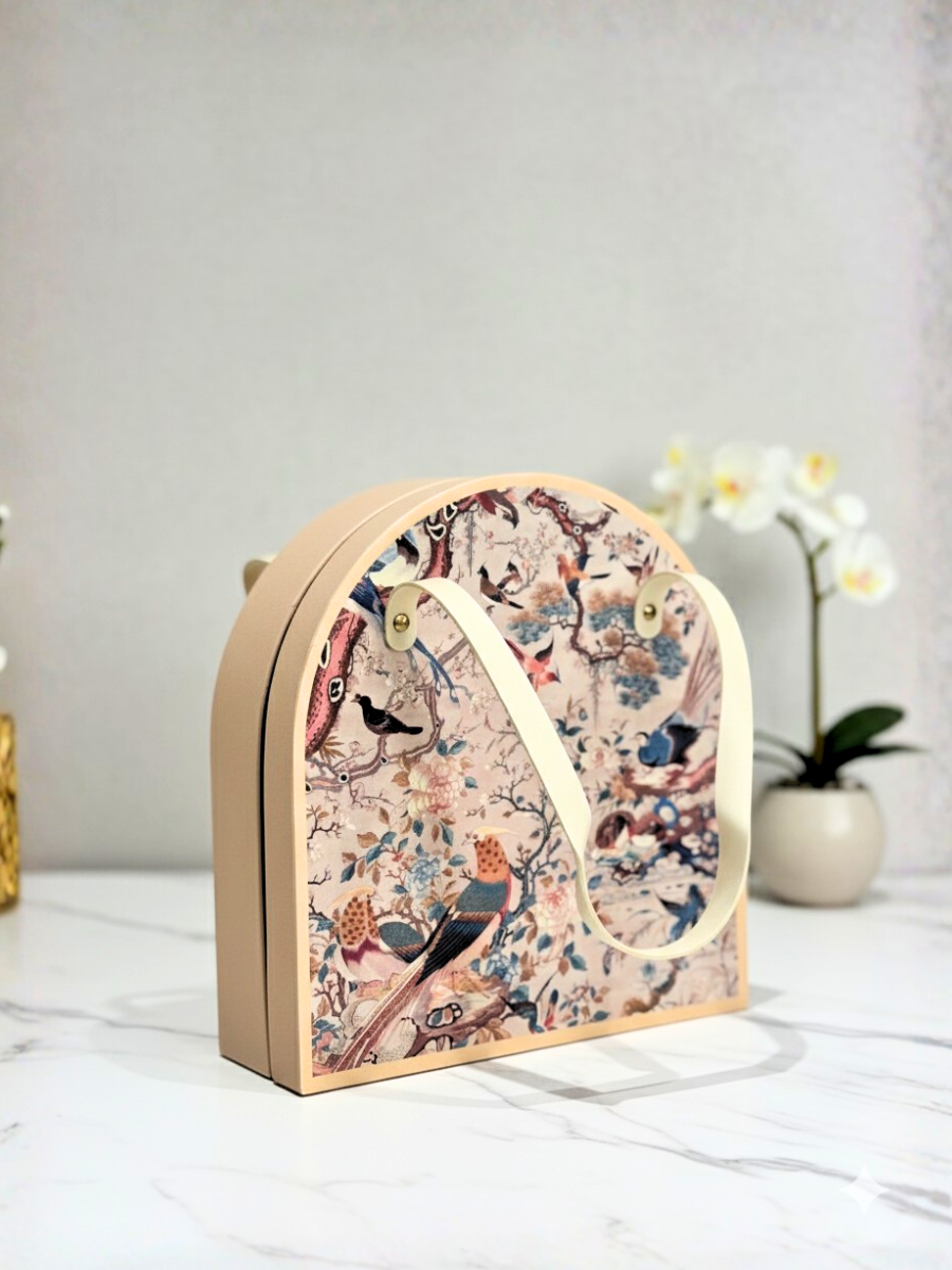 Luxury Pink Floral Empty Gift Box with Handle