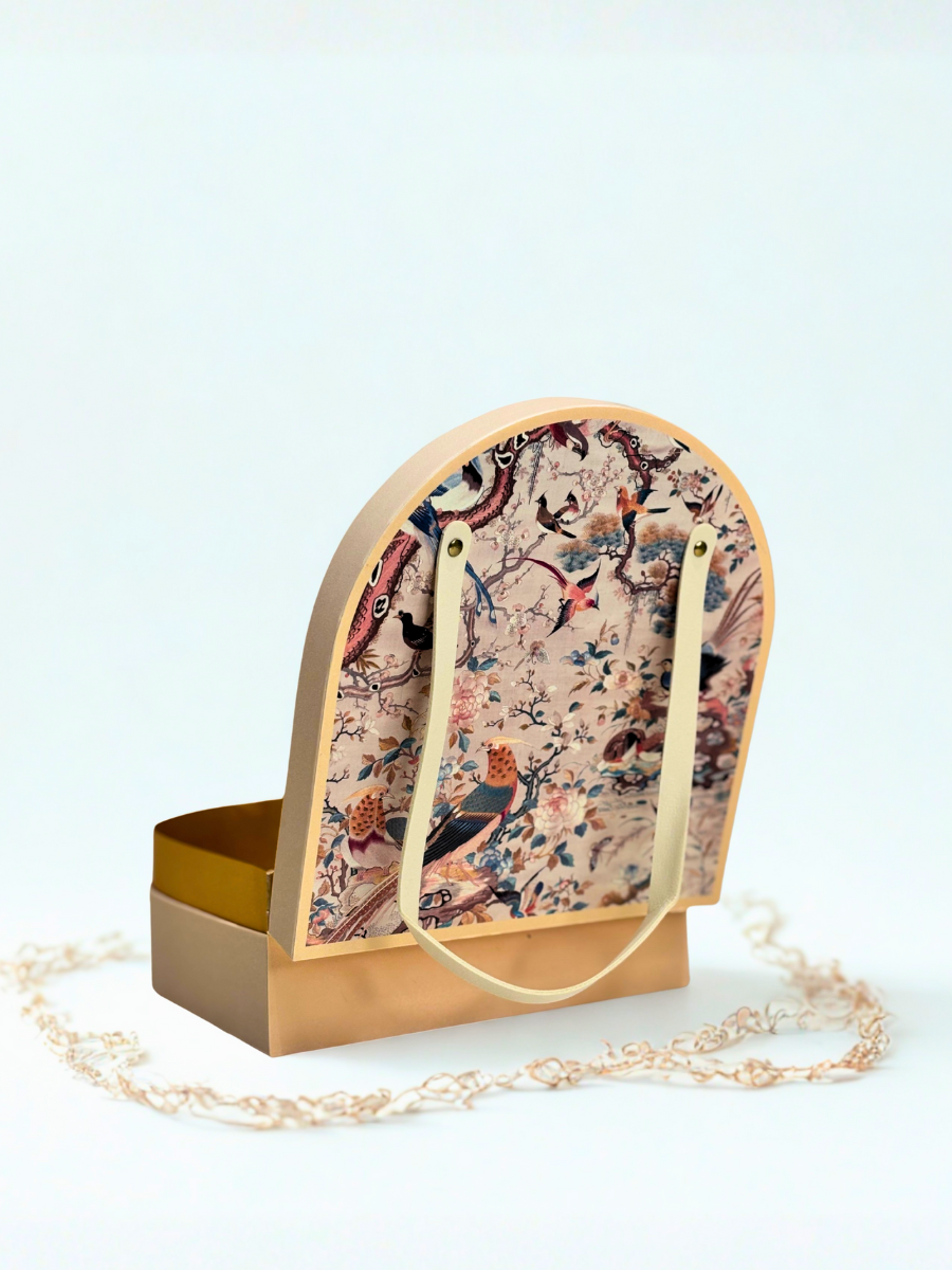 Luxury Pink Floral Empty Gift Box with Handle